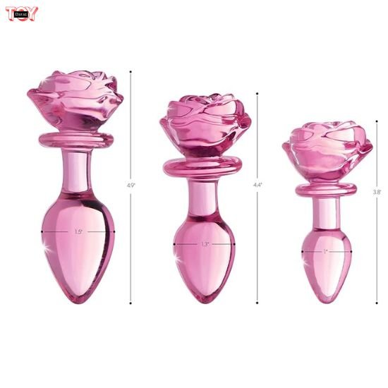 3-pcs-pink-rose-glass-anal-plug-medium-for-women