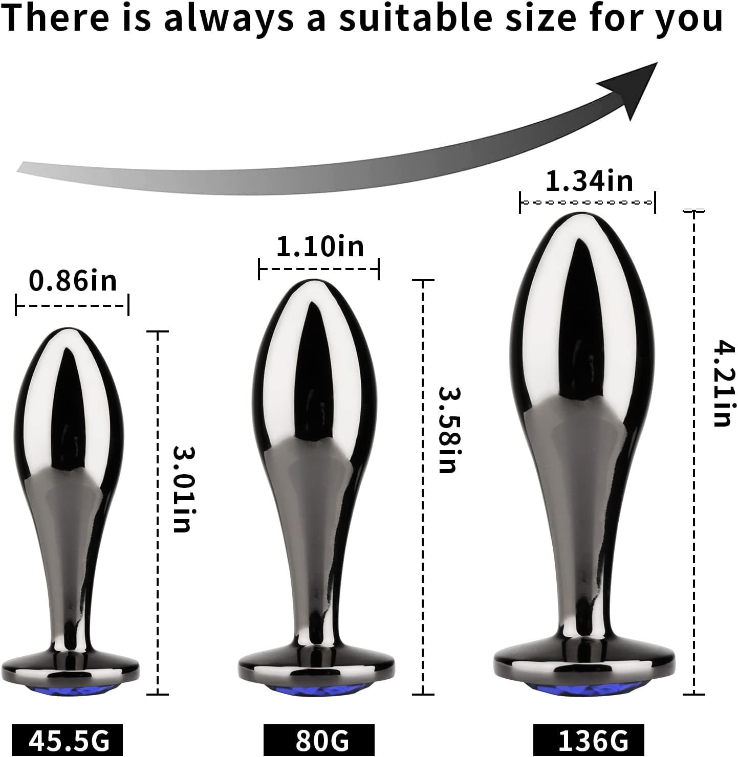 Anal Plug 3Pcs Metal Drop Shaped - Image 2