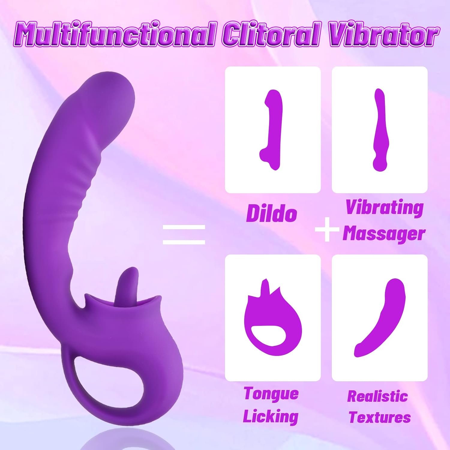 Clitoral G Spot Licking 2 in 1 Dildo Vibrator - Image 4