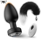 2pcs-anal-plug-set-remote-control-fox-tail