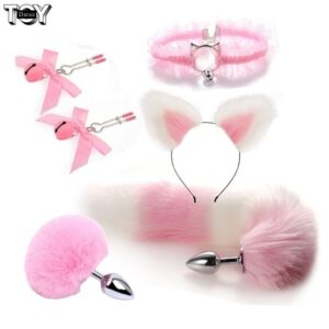 fox-tail-anal-plug-set-6pcs-metal-toys-for-adults