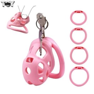 pink-silicone-chastity-cage-with-lock